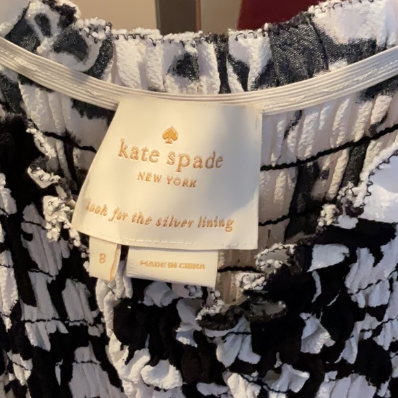 Kate Spade Black and White Floral Maxi Dress. Smocked top. - Picture 3 of 5